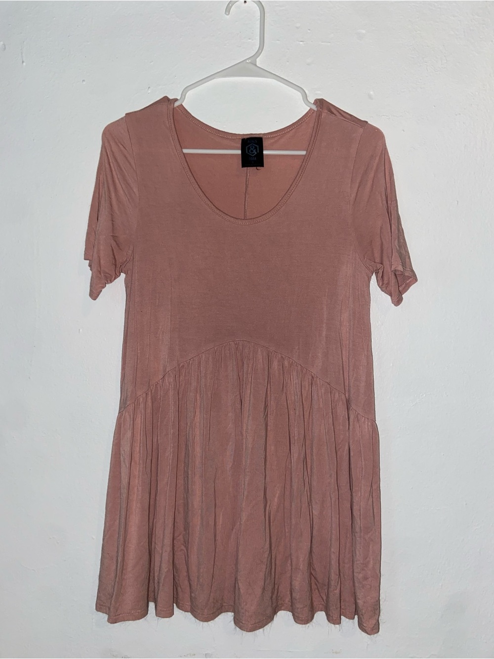 Agnes & Dora Balletcore Barbiecore Boho Scoop Neck Short Sleeve Tunic - Rosewood